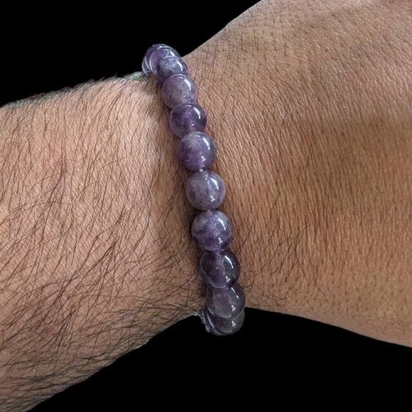 Purple Amethyst Bracelet - 8mm Unisex - Picture 3 of 3